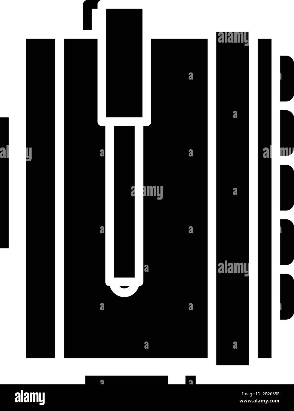 Day planner icona nera, concetto di illustrazione, vettore piatto simbolo, glifo segno. Illustrazione Vettoriale