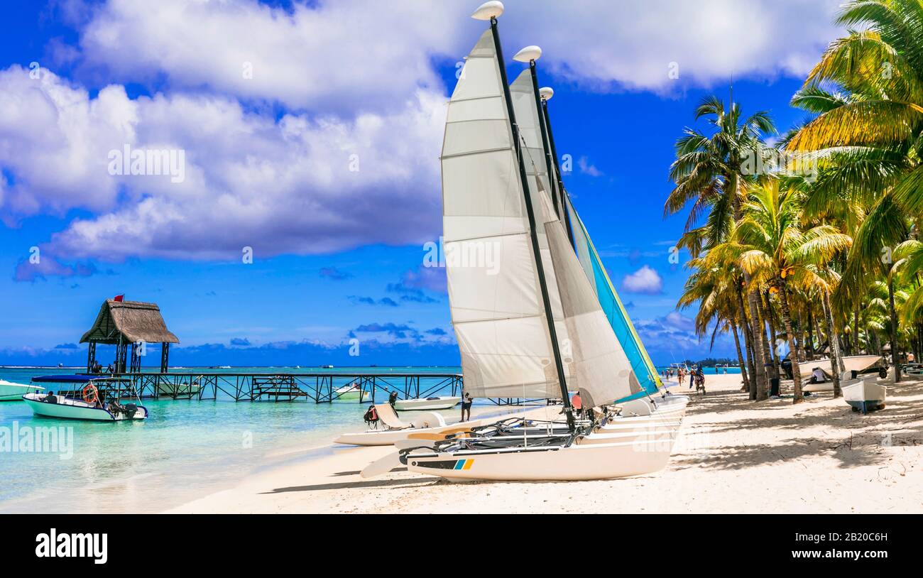 Paradiso tropicale nell'isola di Mauritius, Trou aux Biches. Foto Stock