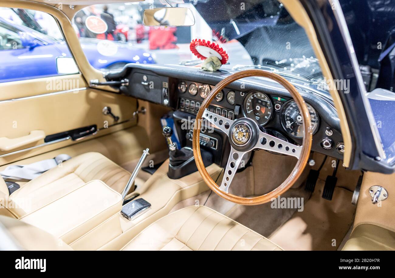 Interni Classici E-Type Al Classic Car Show Di Londra 2020 Foto Stock