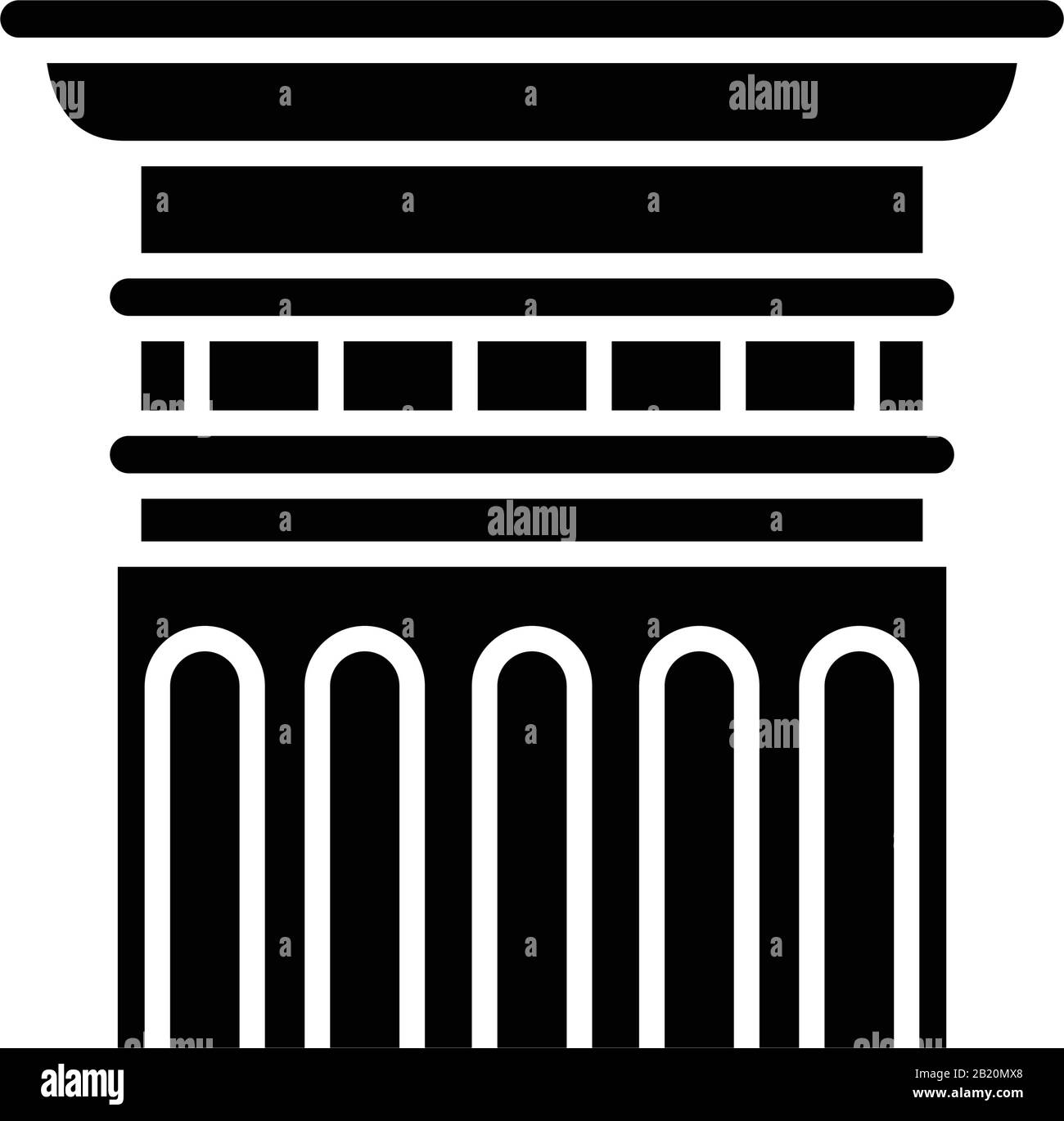 Icona nera ordine dorico, illustrazione concettuale, simbolo piatto vettoriale, simbolo glifo. Illustrazione Vettoriale
