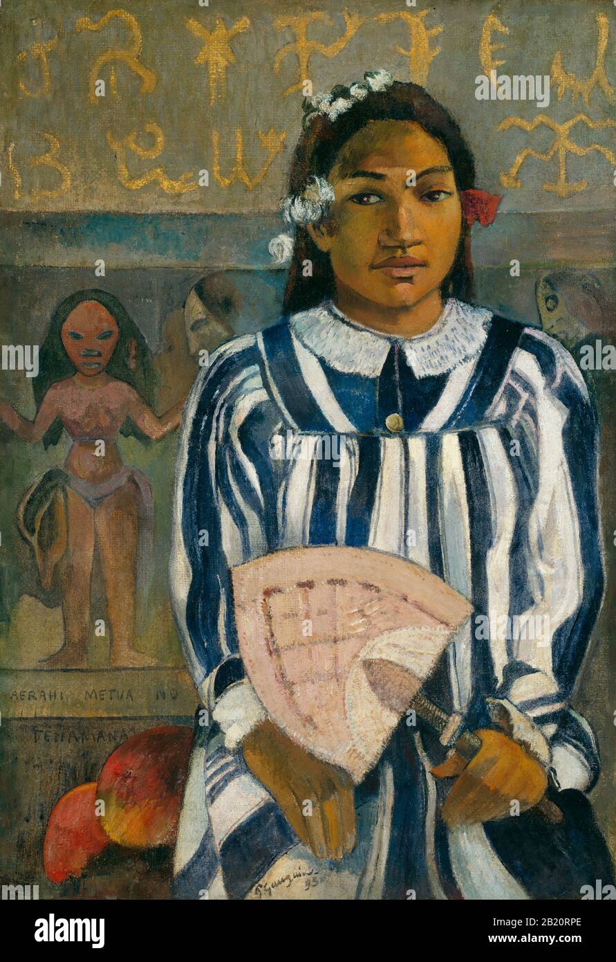 Tehamana Ha Molti Genitori (Mea rahi metua no Teha'amana) (1893) 19th Secolo Pittura di Paul Gauguin - Altissima risoluzione e qualità immagine Foto Stock