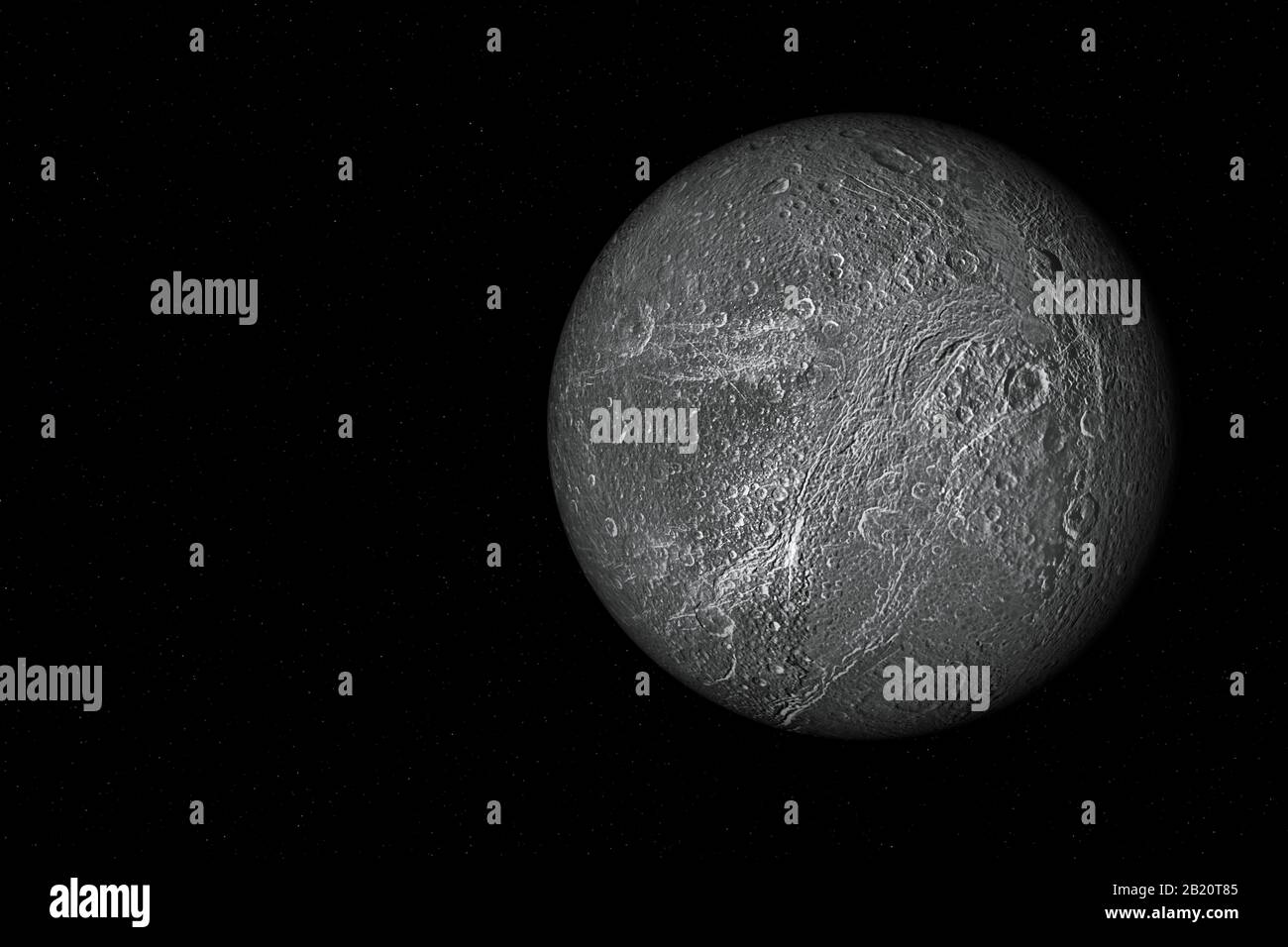 Dione è sulla luna di Saturno. Foto Stock