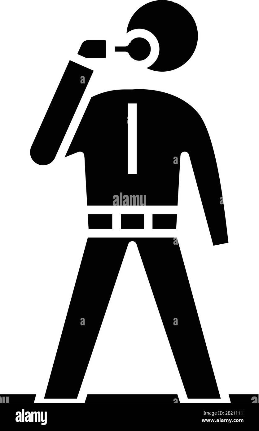 Mangiando l'icona nera dell'uomo, l'illustrazione di concetto, il simbolo piatto del vettore, il segno di glifo. Illustrazione Vettoriale