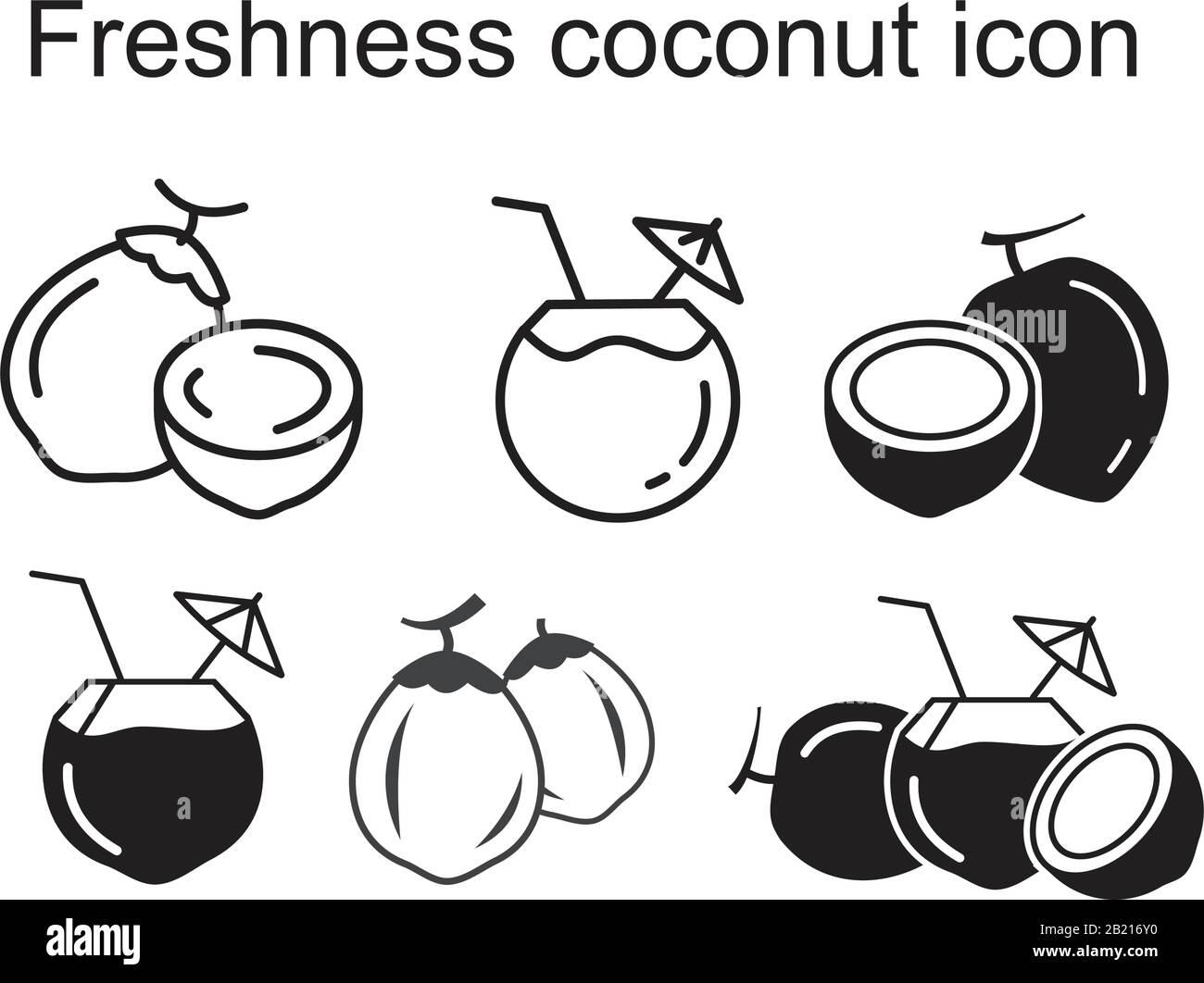 Freschezza cocco Icona modello nero colore modificabile. Icona Coconut freschezza simbolo vettore piatto illustrazione per grafica e web design. Illustrazione Vettoriale
