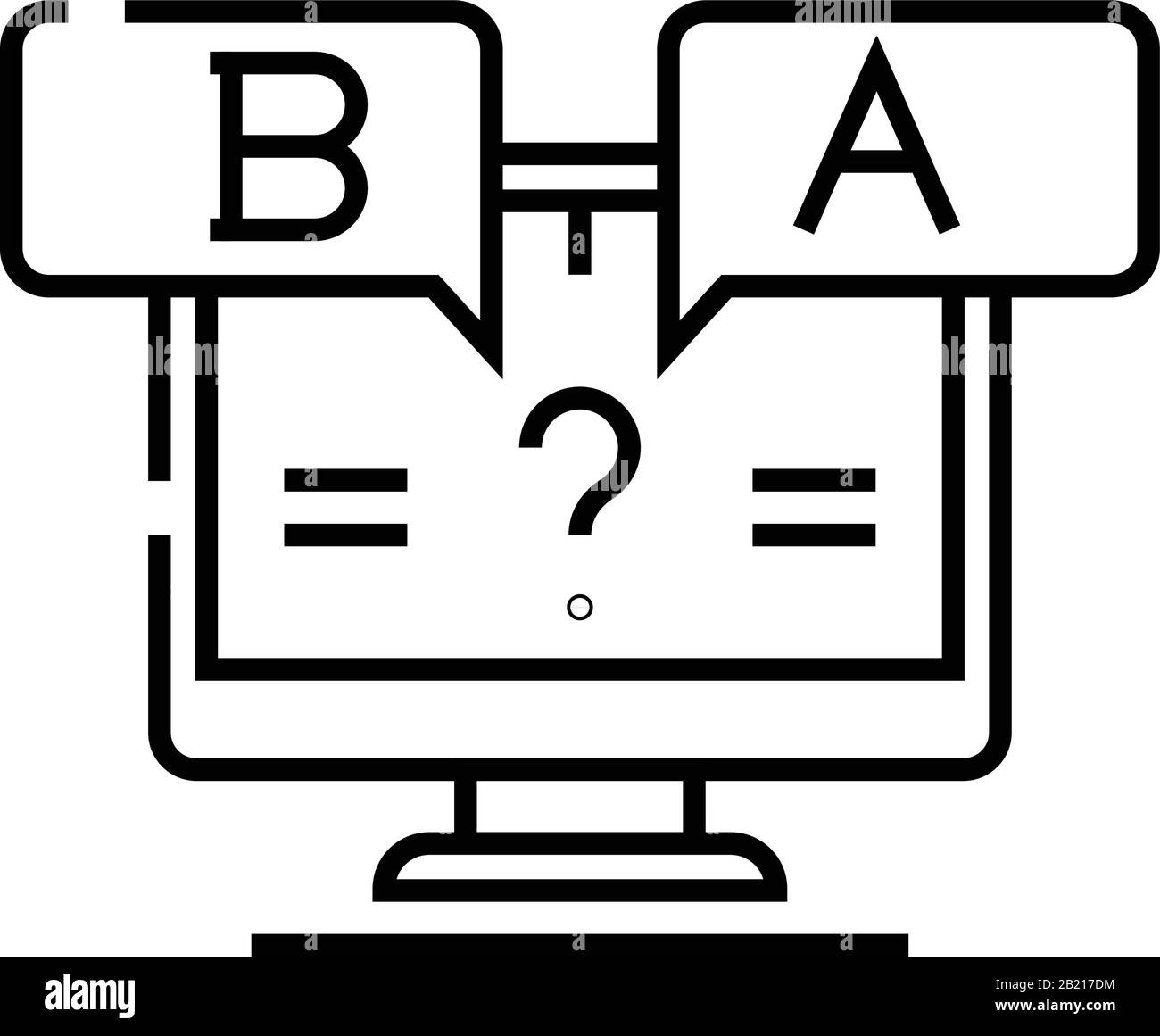 Icona della linea di traduzione online, simbolo del concetto, illustrazione del vettore del contorno, simbolo lineare. Illustrazione Vettoriale