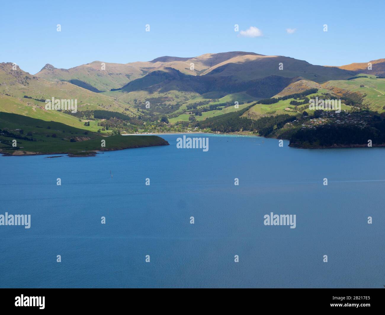 Vista Panoramica Del Porto Di Lyttelton Foto Stock