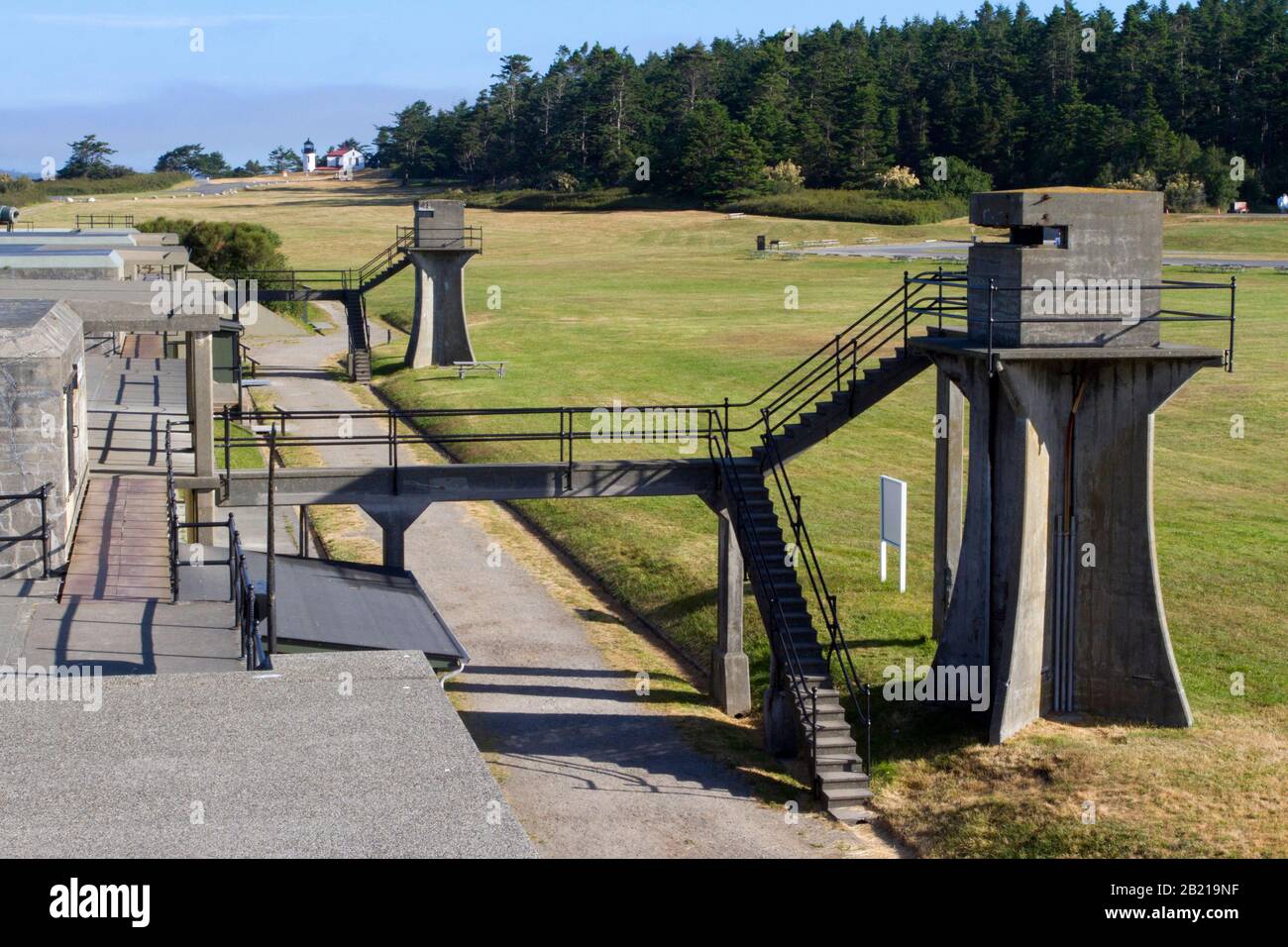 Fortificazioni a Fort Casey, Whidbey Island, Washington, strategicamente posizionato per difendere l'ingresso a Puget Sound alla fine del 20th secolo Foto Stock