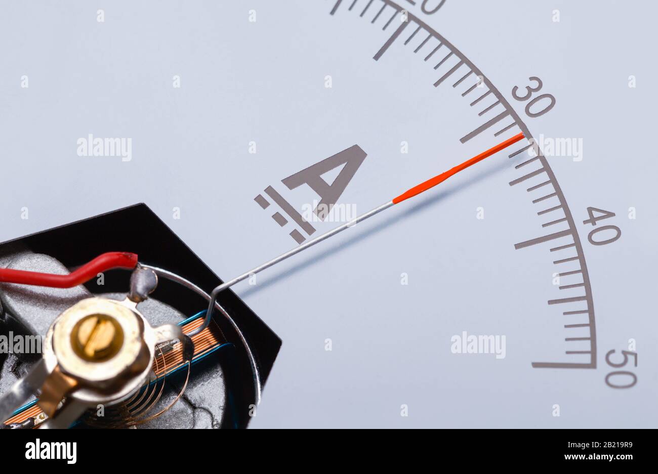 Angolo Di Rotazione Indicatore Amperaggio Amperometro Rettangolo Primo Piano. Foto Stock
