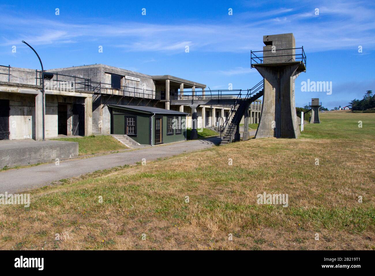 Fortificazioni a Fort Casey, Whidbey Island, Washington, strategicamente posizionato per difendere l'ingresso a Puget Sound alla fine del 20th secolo Foto Stock