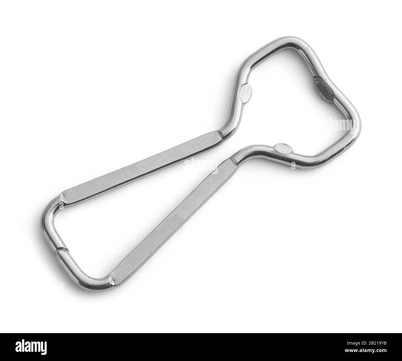 Apribottiglie In Metallo Isolato Su Sfondo Bianco. Foto Stock