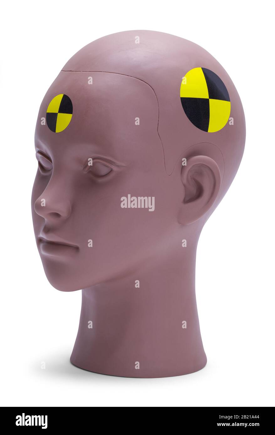 Crash Dummy Testa Isolato Su Sfondo Bianco. Foto Stock