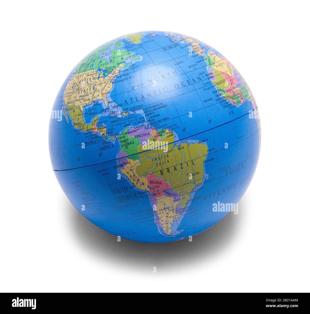 Globo terrestre Isolato su sfondo bianco. Foto Stock