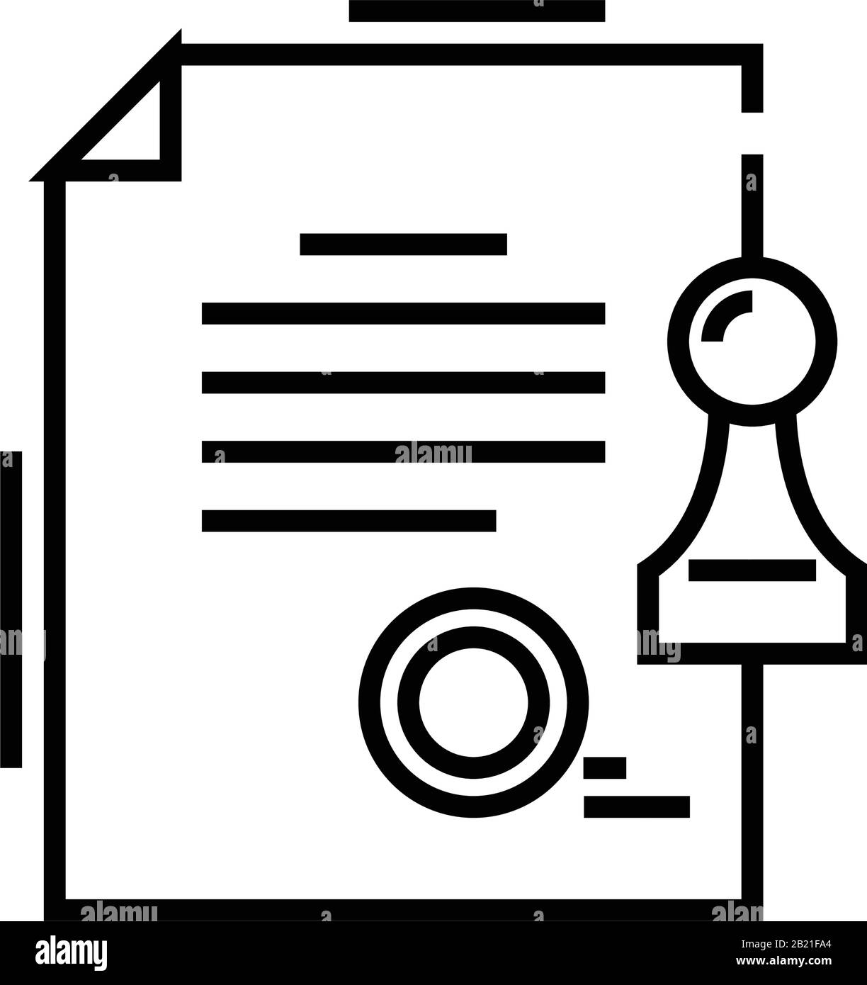 Icona ufficiale della riga del documento, simbolo del concetto, illustrazione del vettore del contorno, simbolo lineare. Illustrazione Vettoriale