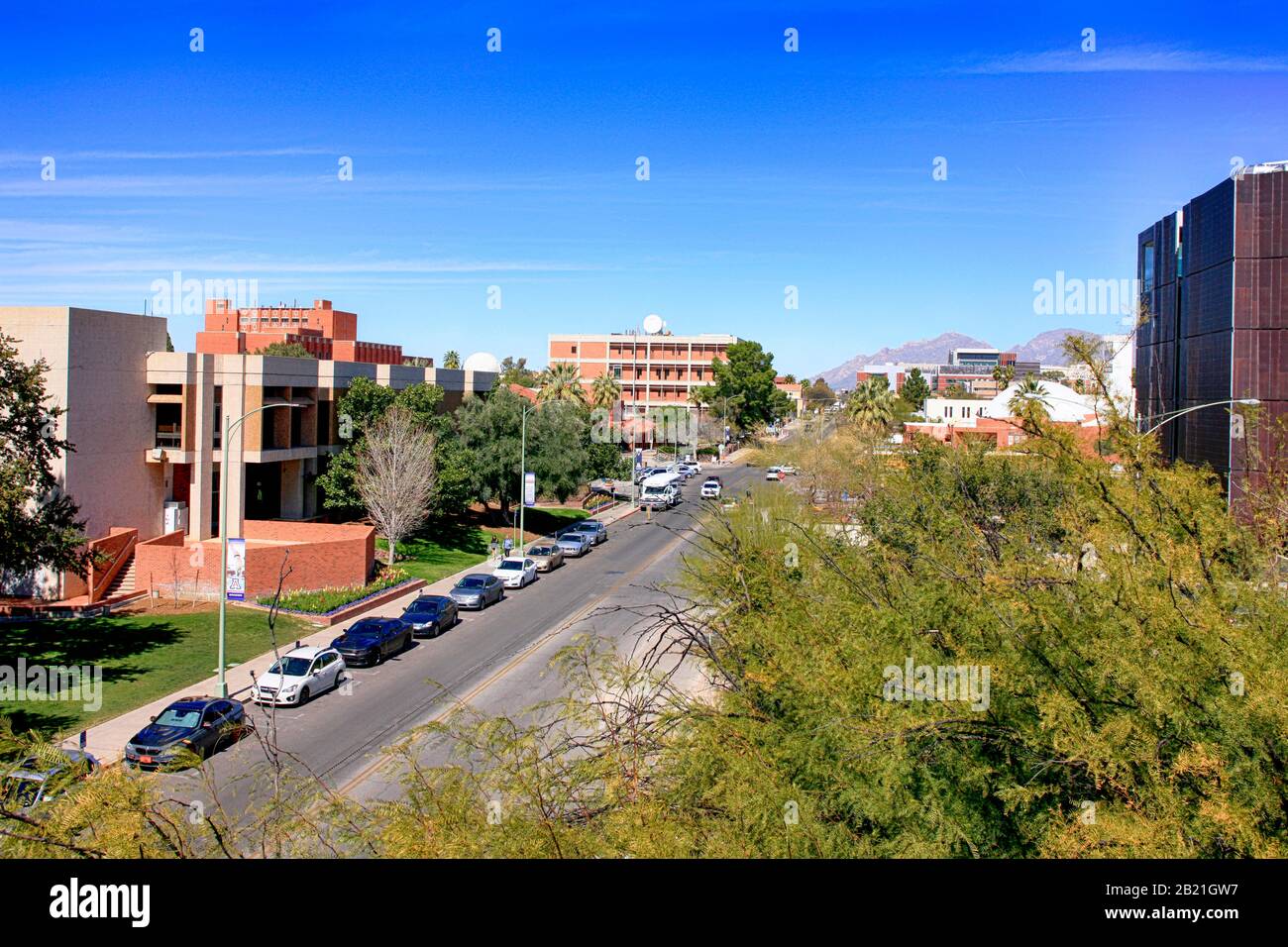 Vista panoramica sul campus principale della University of Arizona a Tucson Foto Stock