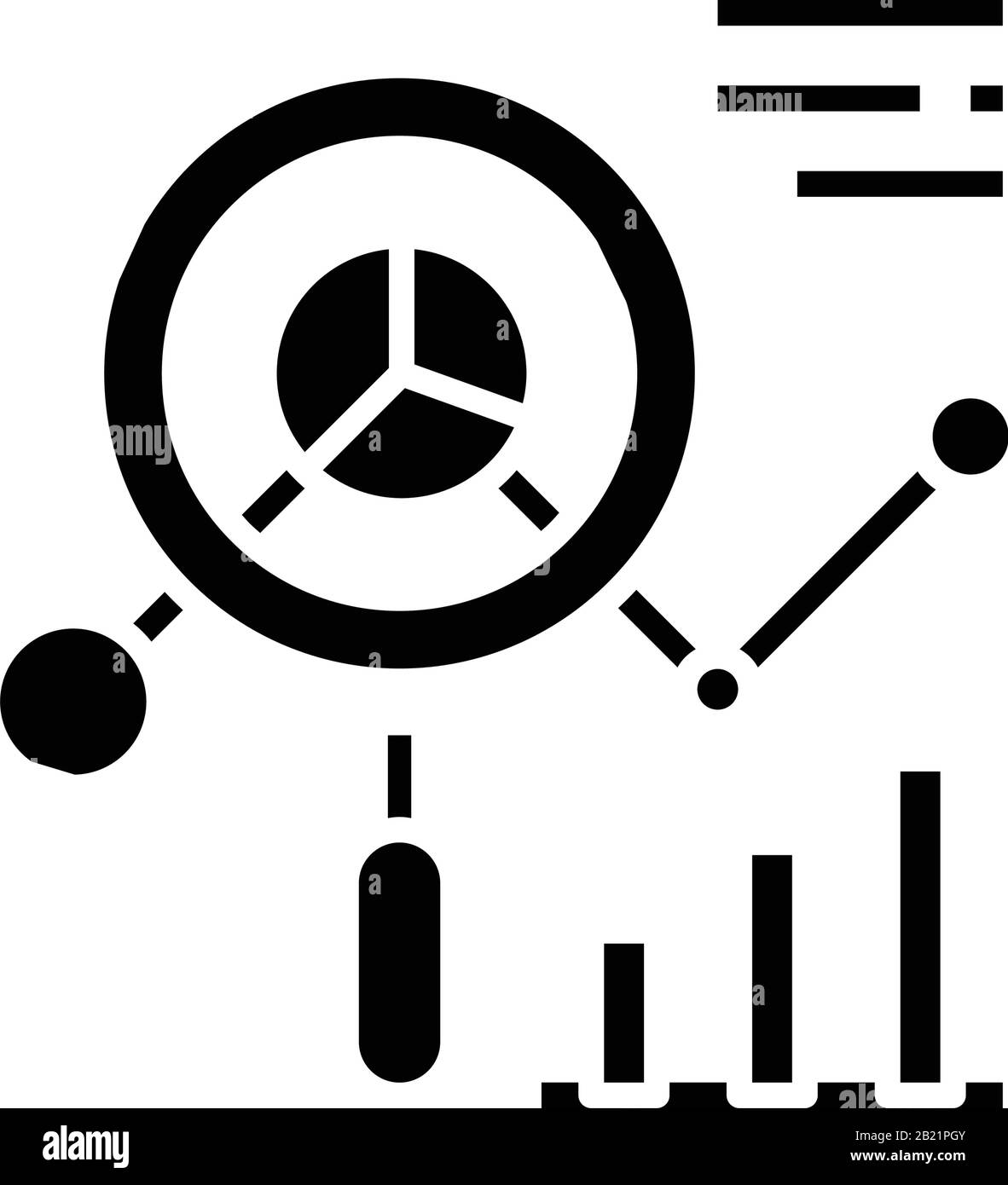 Diagramma icona nera, illustrazione concettuale, simbolo piatto vettoriale, simbolo glifo. Illustrazione Vettoriale