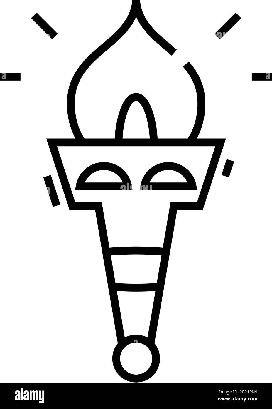 Icona della linea del fuoco olimpica, simbolo del concetto, illustrazione del vettore del contorno, simbolo lineare. Illustrazione Vettoriale