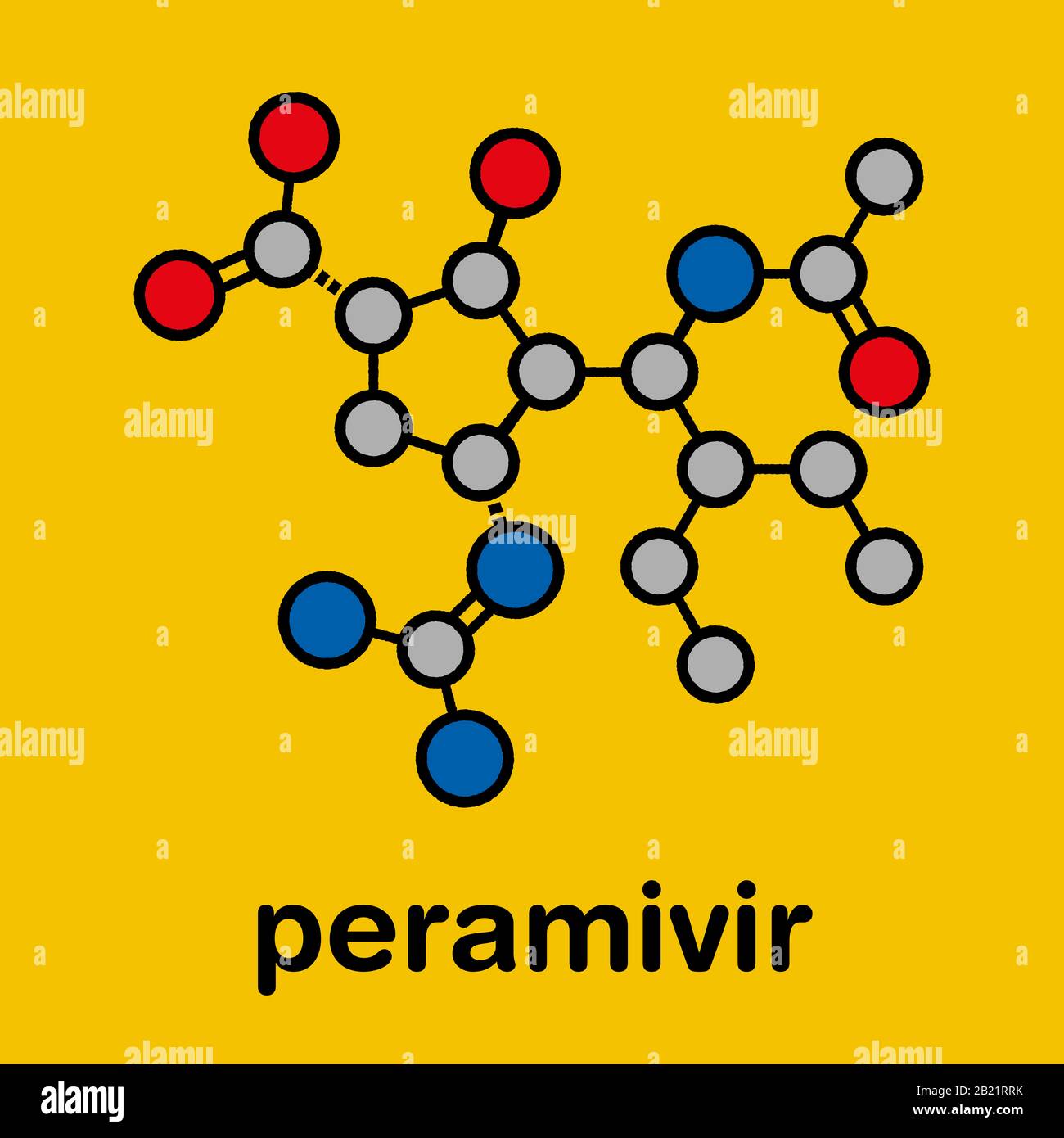 Peramivir molecola di farmaco influenzale, illustrazione Foto Stock