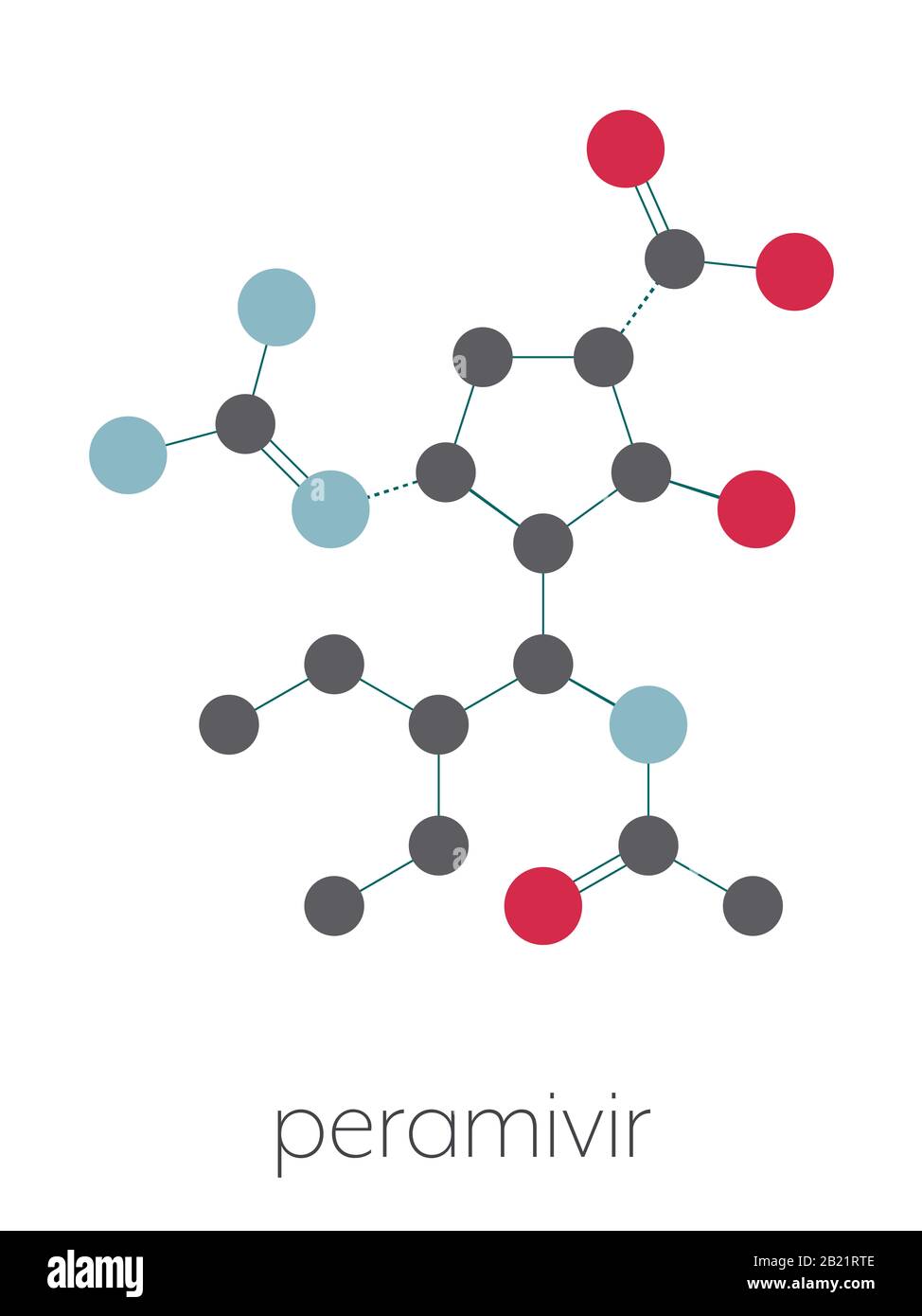 Peramivir molecola di farmaco influenzale, illustrazione Foto Stock