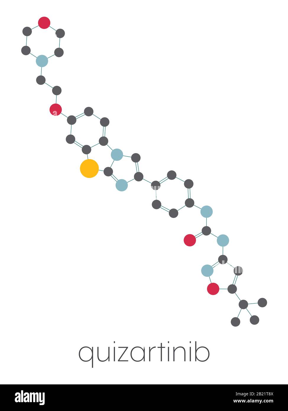 Molecola di farmaco per il cancro di Quizartinib, illustrazione Foto Stock