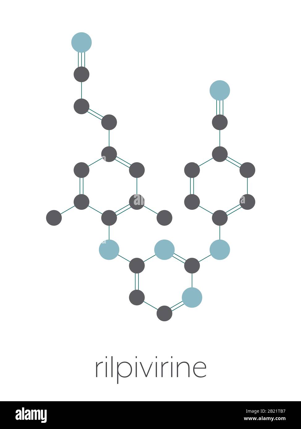 Molecola di farmaco per HIV Rilpivirina, illustrazione Foto Stock