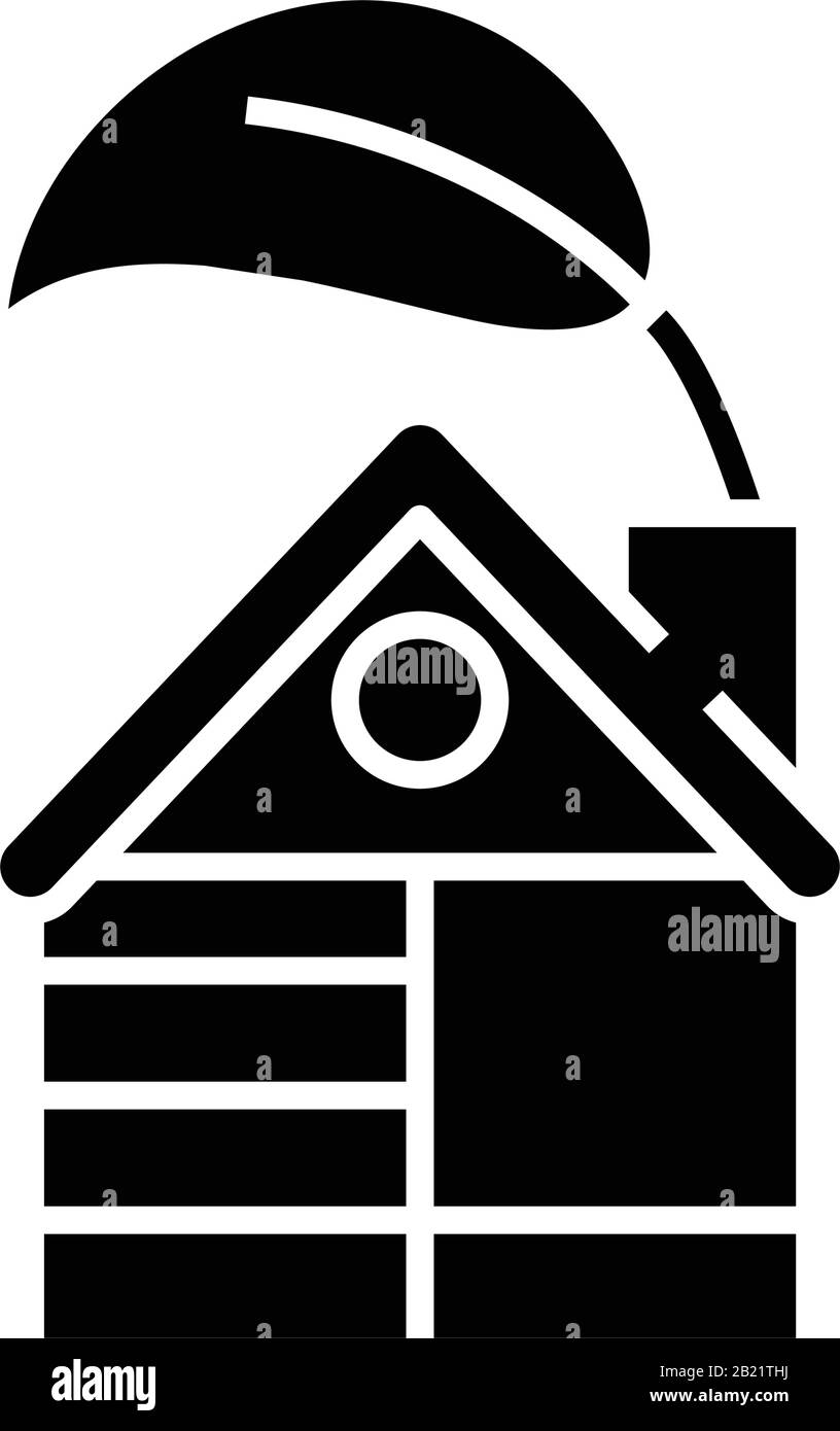 Icona ECO home nera, illustrazione concettuale, simbolo vettoriale piatto, simbolo glifo. Illustrazione Vettoriale