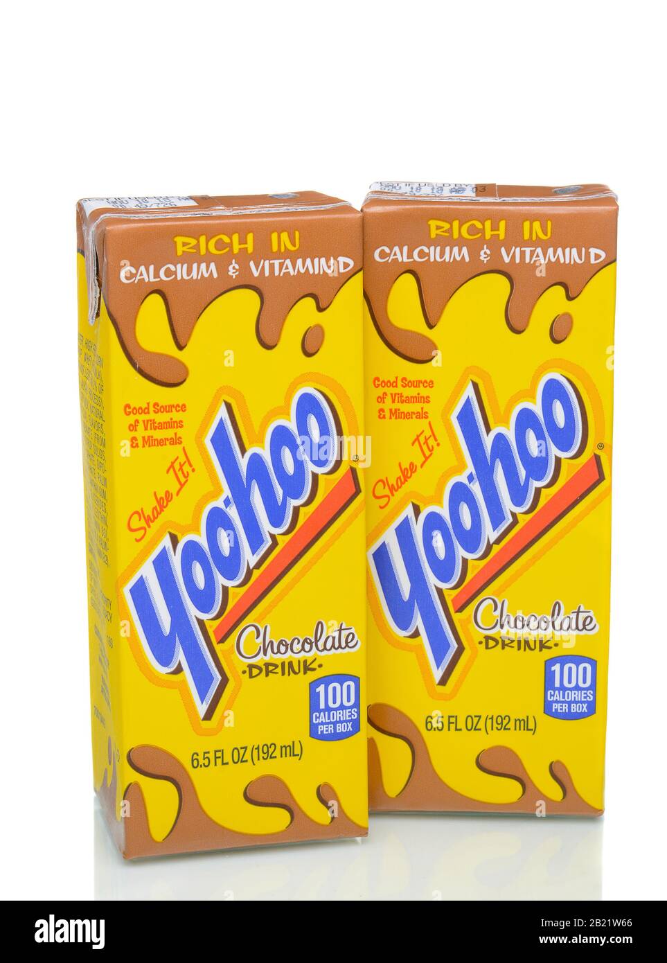Irvine, California - 4 GENNAIO 2018: Bevande al cioccolato Yoo-Hoo. La bevanda è nata nel New Jersey nel 1926 ed è attualmente prodotta dal Dr. Pepper Snapp Foto Stock
