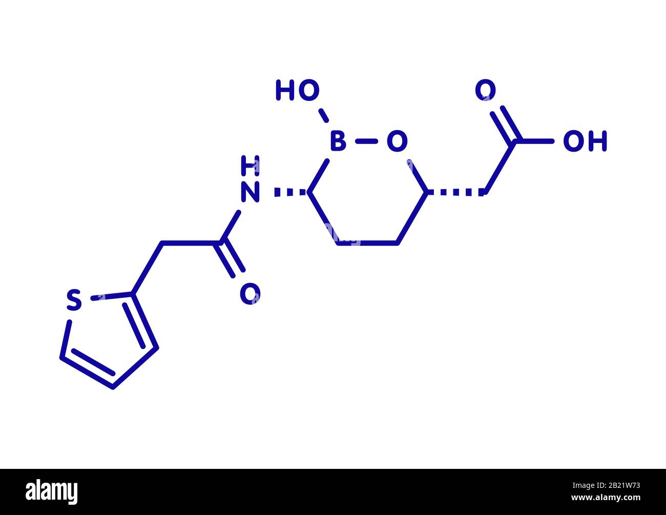 Molecola di farmaco di Vaborbactam, illustrazione Foto Stock
