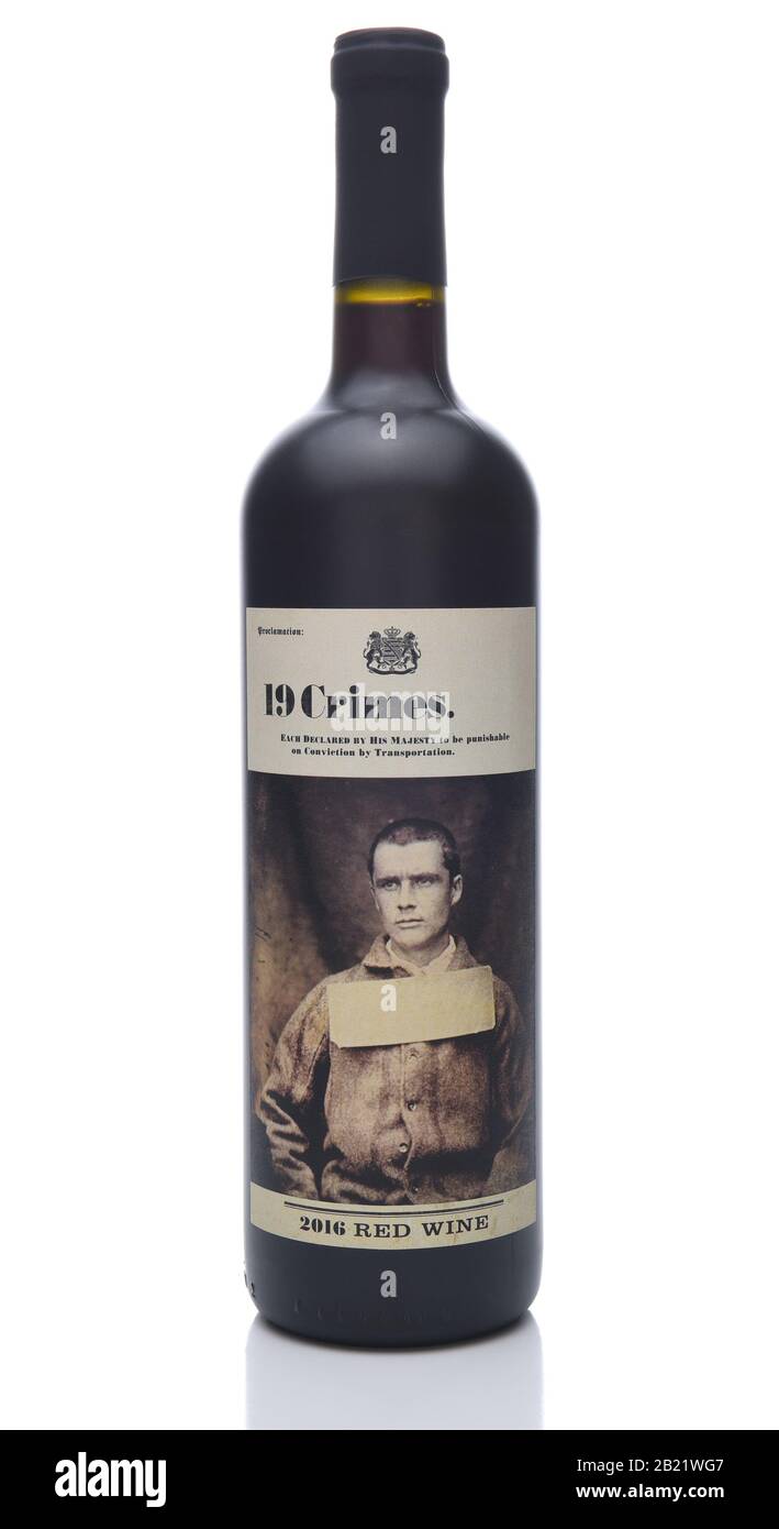 Irvine, CA - 8 NOVEMBRE 2017: 19 Crimini Red Wine. Il marchio è prodotto da Baileys di Glenrowan Vini del Sud Est Australia. Foto Stock