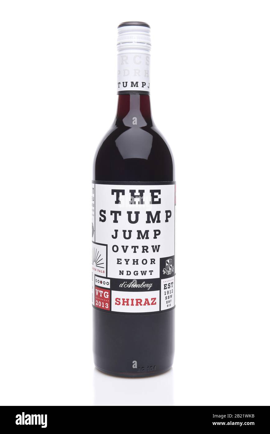 Irvine, CALIFORNIA - 14 DICEMBRE 2017: Il salto di Stump Shiraz. Dall'azienda vinicola D'Arenberg in Mclaren vale, Australia. Foto Stock