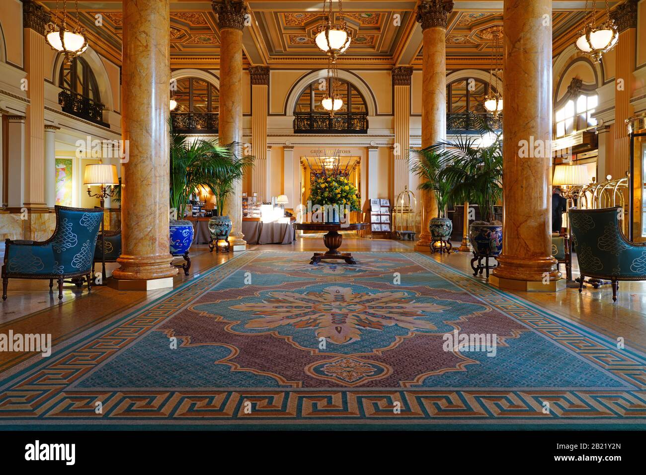 Washington, DC -21 FEB 2020 - Situato a due isolati dalla Casa Bianca in Pennsylvania Avenue, il Willard Intercontinental Hotel è un hotel di lusso in t Foto Stock