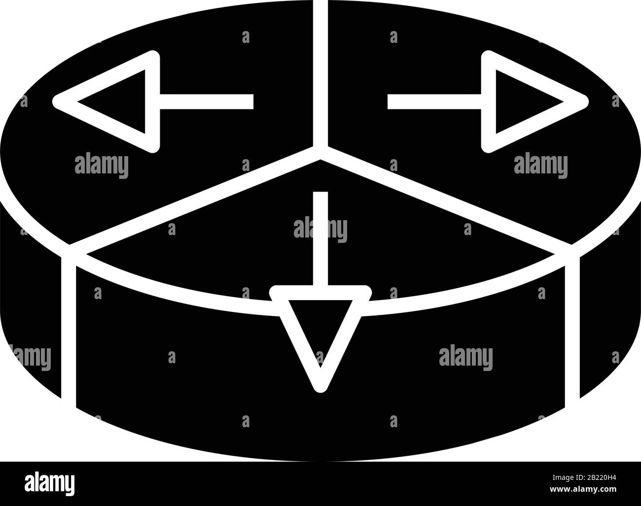 Icona nera divisione, illustrazione concettuale, simbolo piatto vettoriale, simbolo glifo. Illustrazione Vettoriale