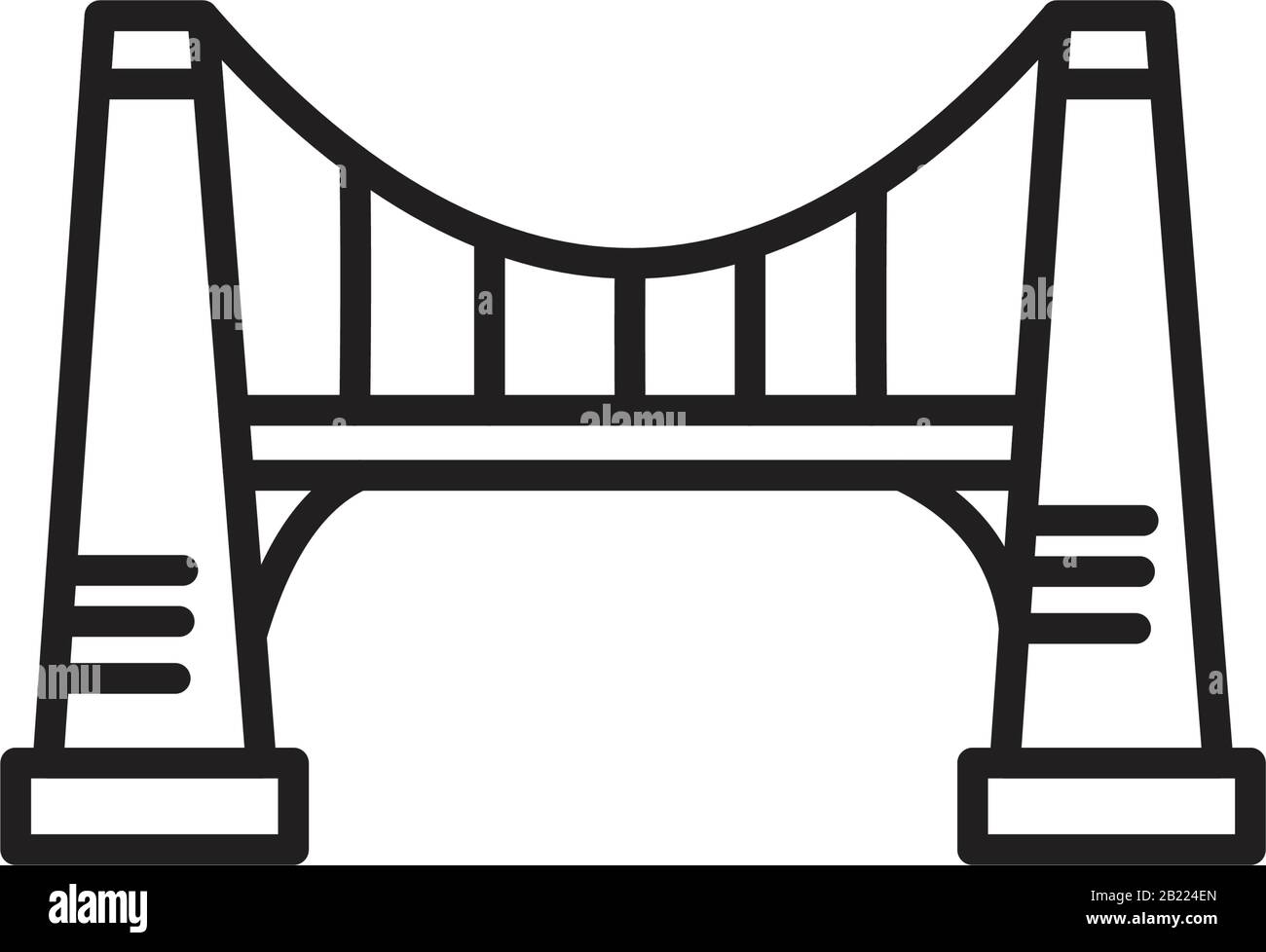 Colore nero del modello Dell'Icona della linea di ponti modificabile. Icona della linea ponti simbolo vettore piatto illustrazione per disegno grafico e web. Illustrazione Vettoriale