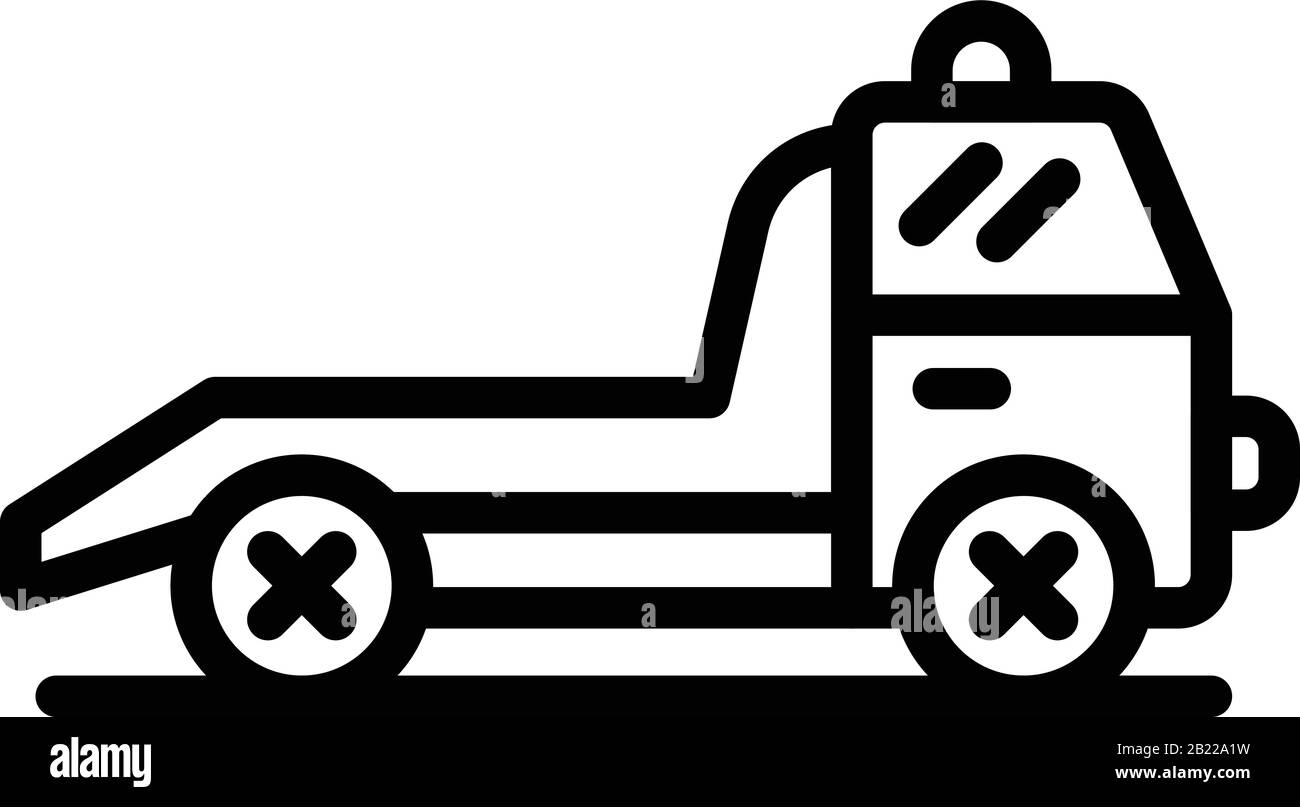 Icona del carrello di traino di servizio, stile di contorno Illustrazione Vettoriale