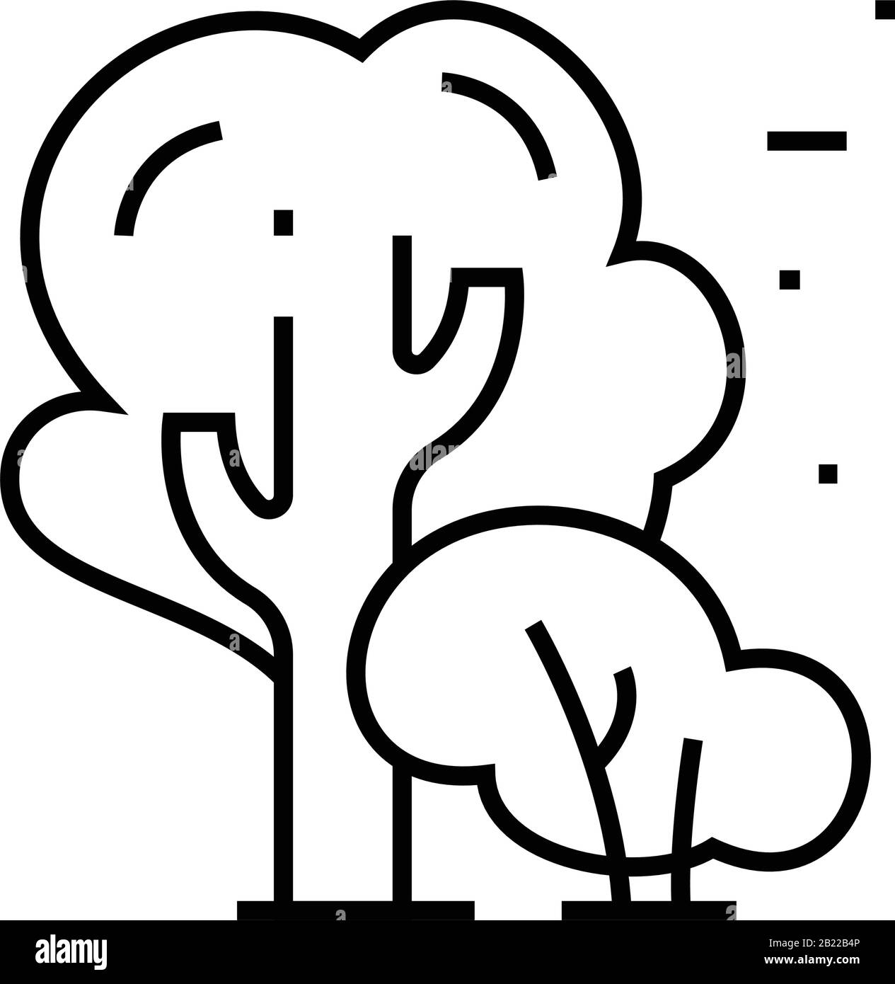 Icona della linea Park Trees, simbolo concettuale, illustrazione del vettore outline, simbolo lineare. Illustrazione Vettoriale