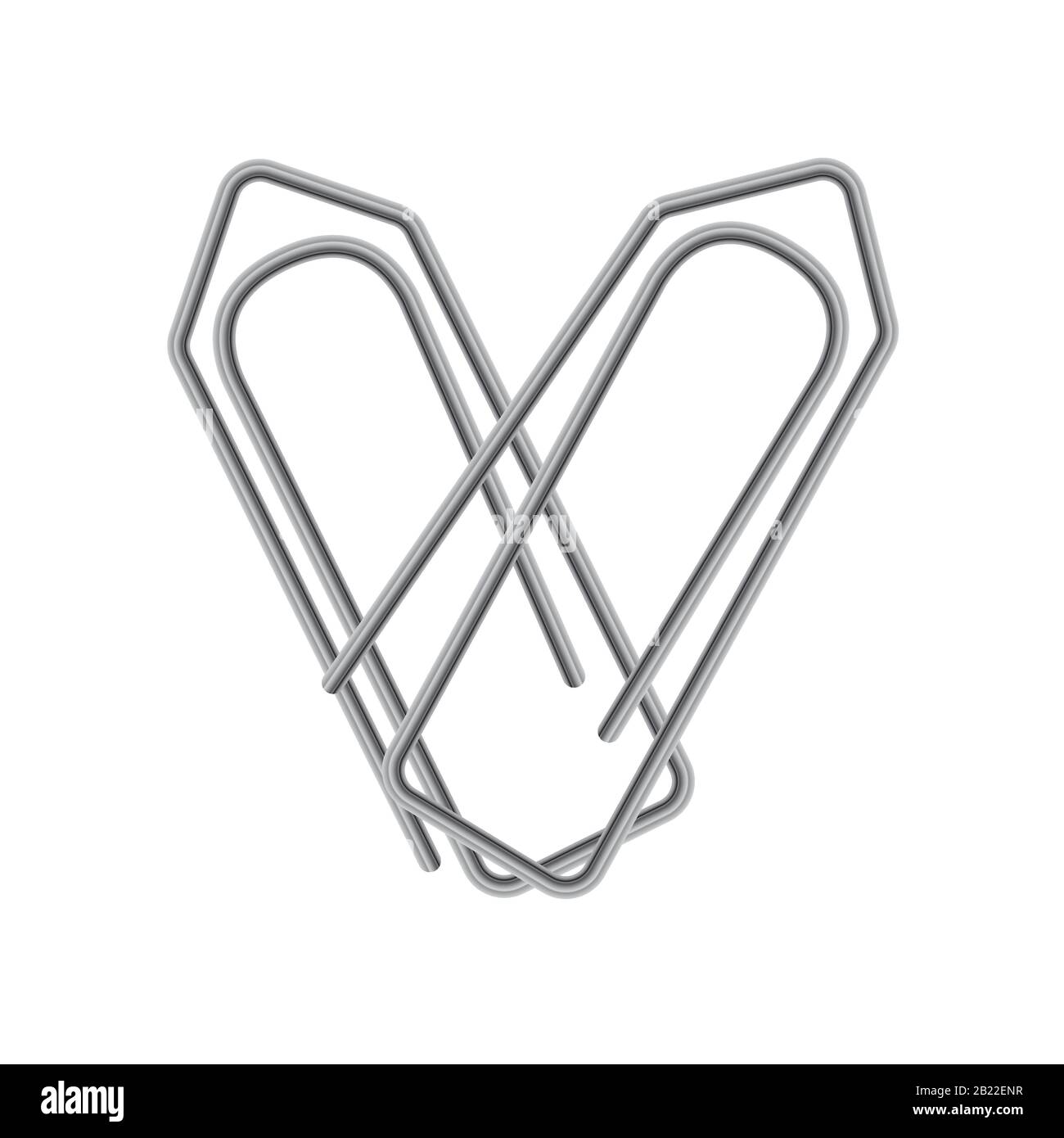 Due graffette incrociate a forma di cuore. Concetto di cuore minimalistico per il giorno di San Valentino Illustrazione Vettoriale