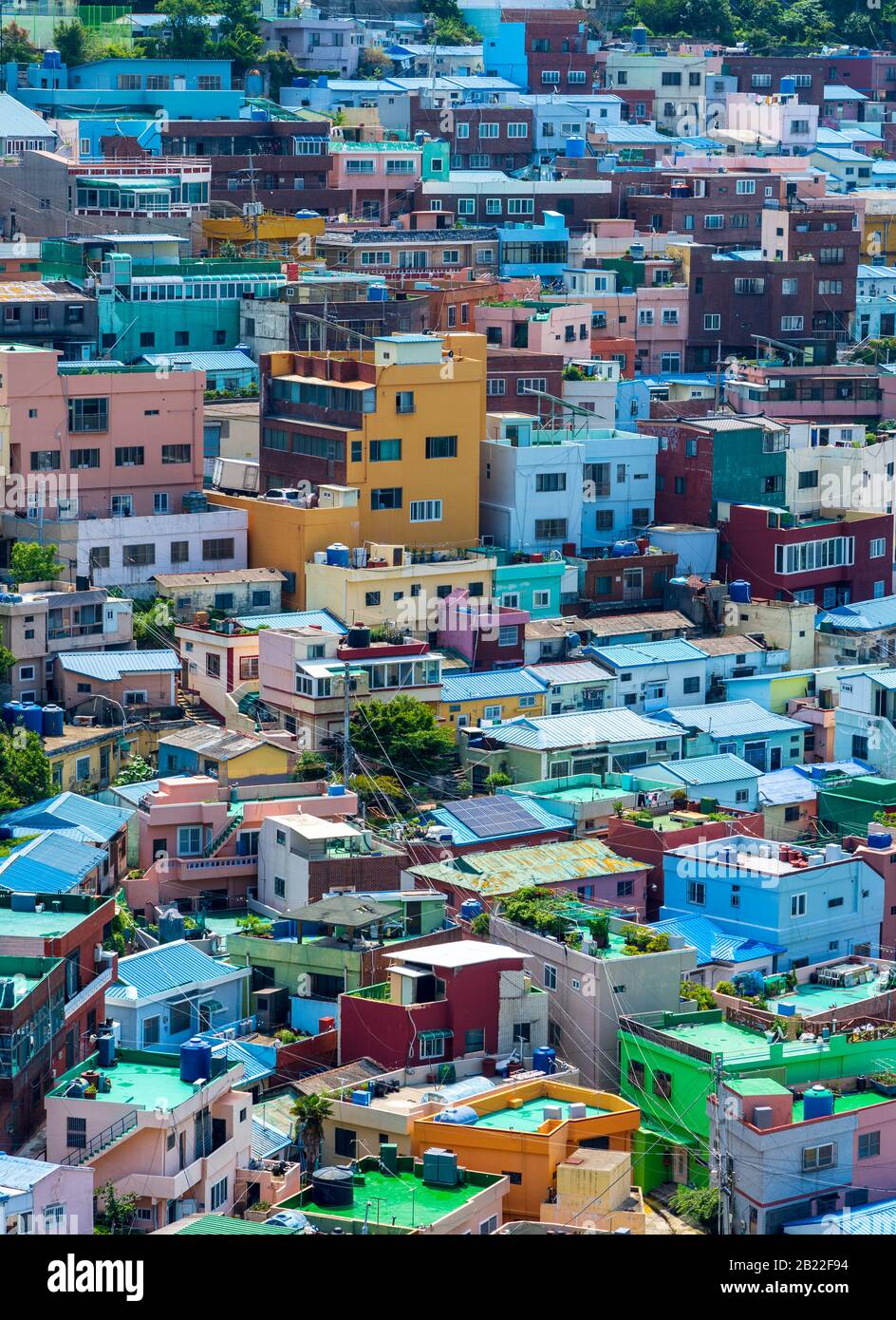 Edifici colorati del Gamcheon Cultural Villiage a Busan, Corea del Sud. Foto Stock