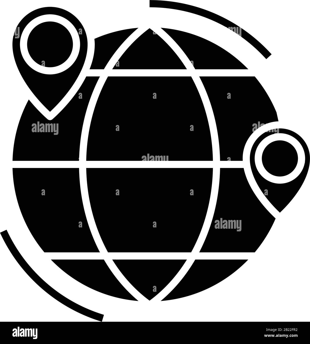 Icona nera della destinazione terrestre, illustrazione concettuale, simbolo piatto vettoriale, simbolo glifo. Illustrazione Vettoriale