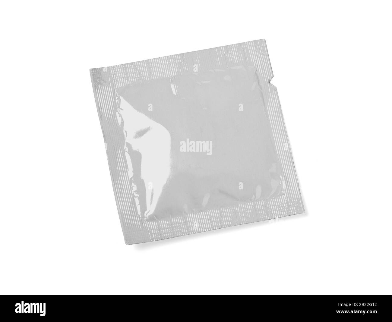 Vuoto bianco modello foglio di confezionamento salviette umidificate sacca o medicina preservativo. Confezionamento Alimentare caffè, sale, zucchero, pepe, spezie dolci.Con tracciato di ritaglio Foto Stock