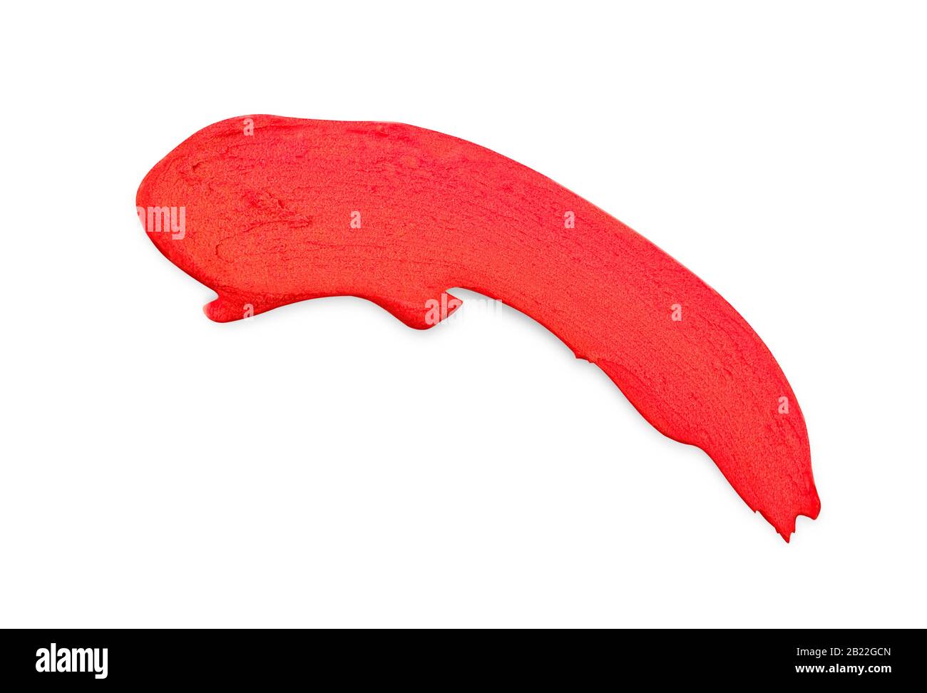Sbavature del rossetto rosso isolato su sfondo bianco Foto Stock