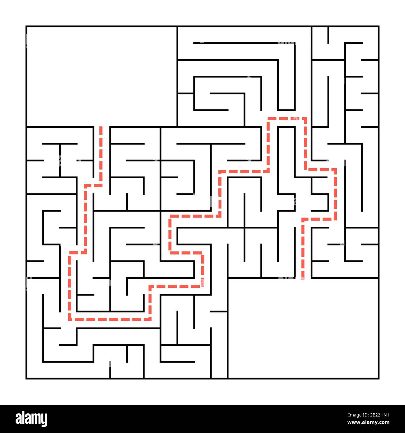 Un labirinto quadrato. Semplice immagine vettoriale piatta isolata su sfondo bianco. Con un luogo per la vostra immagine Illustrazione Vettoriale