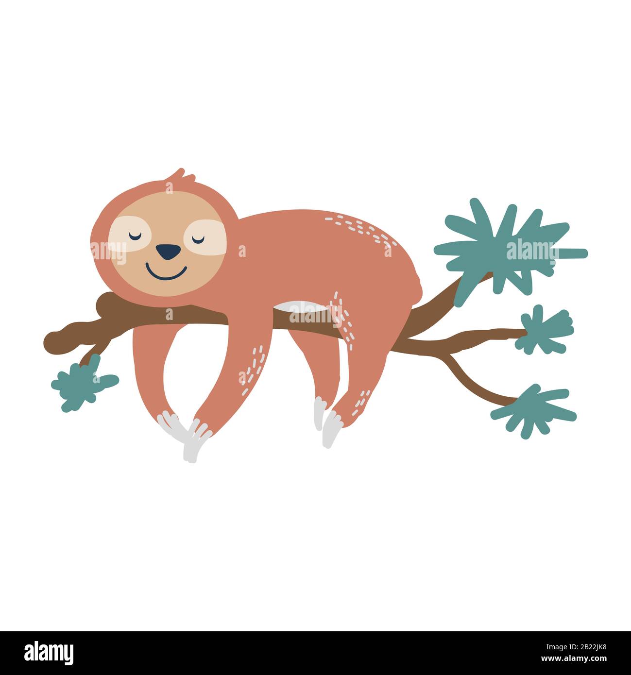 Cute sloth su albero ramo vettore illustrazione. Disegno di Cute sloth su albero ramo vettore illustrazione. Disegno di