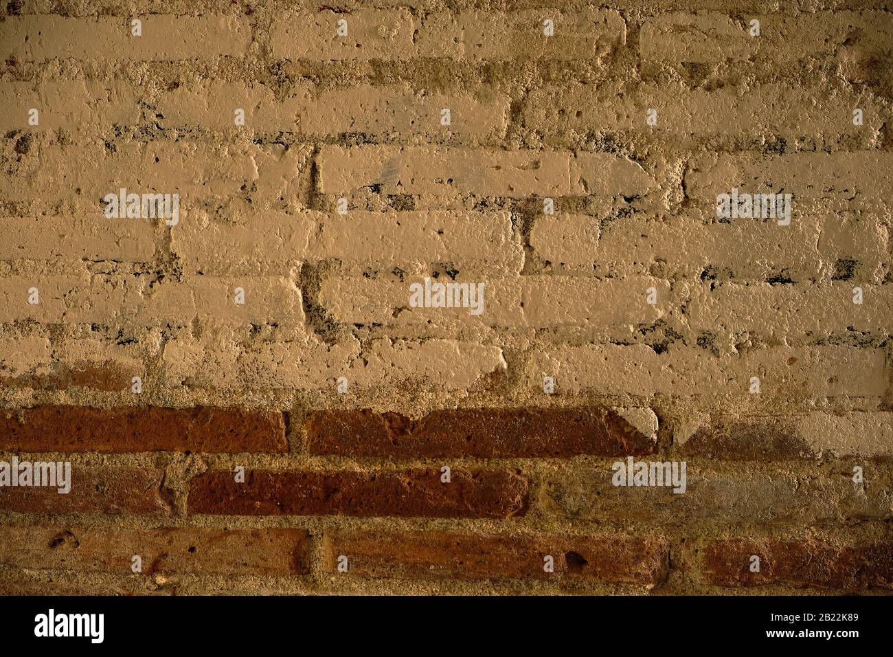 Sfondo di vecchio muro di mattoni in due colori saturi Foto Stock