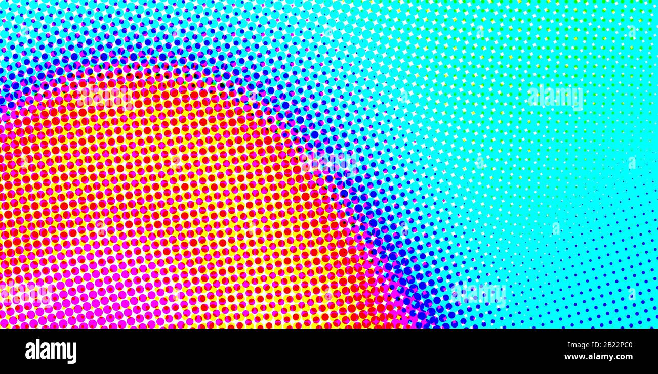 CMYK colore halftone ciano magenta gradiente illusione fantastico astratto sfondo Foto Stock