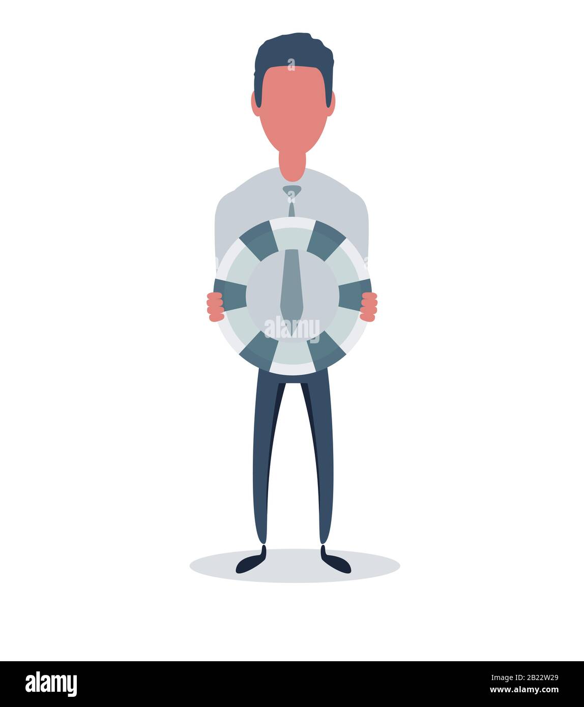 A piena lunghezza Ritratto di certi businessman holding salvagente su sfondo bianco Illustrazione Vettoriale
