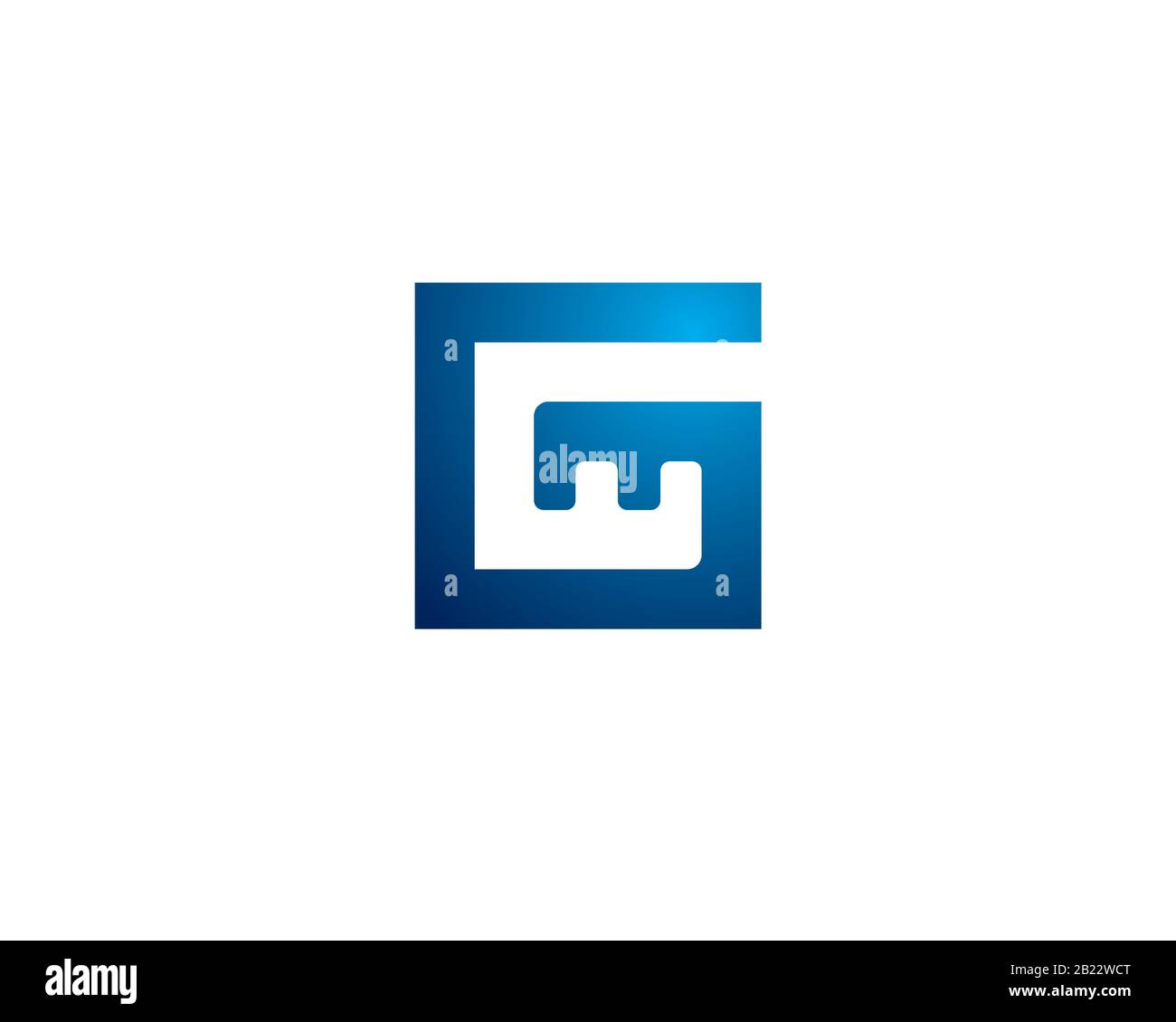 Logo con lettera G e, in monogramma anagramma, di forma quadrata M W e un punto chiave Illustrazione Vettoriale