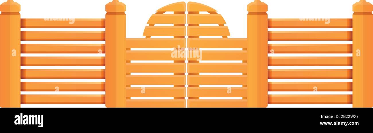 Icona recinzione in legno di entrata. Cartone animato di entrata recinto di legno icona vettore per web design isolato su sfondo bianco Illustrazione Vettoriale