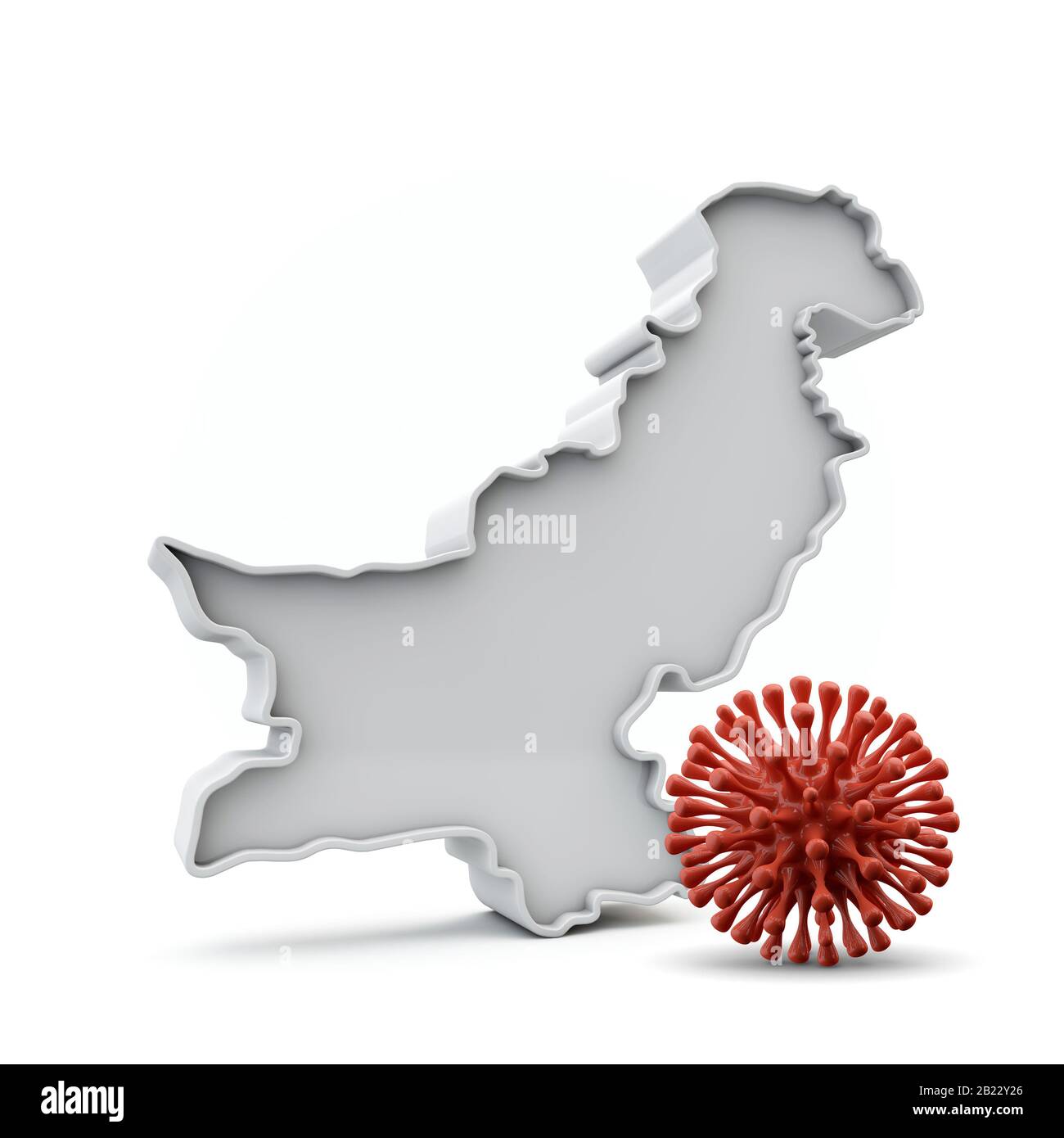 Mappa del Pakistan con virus corona mortale. Rendering 3D Foto Stock