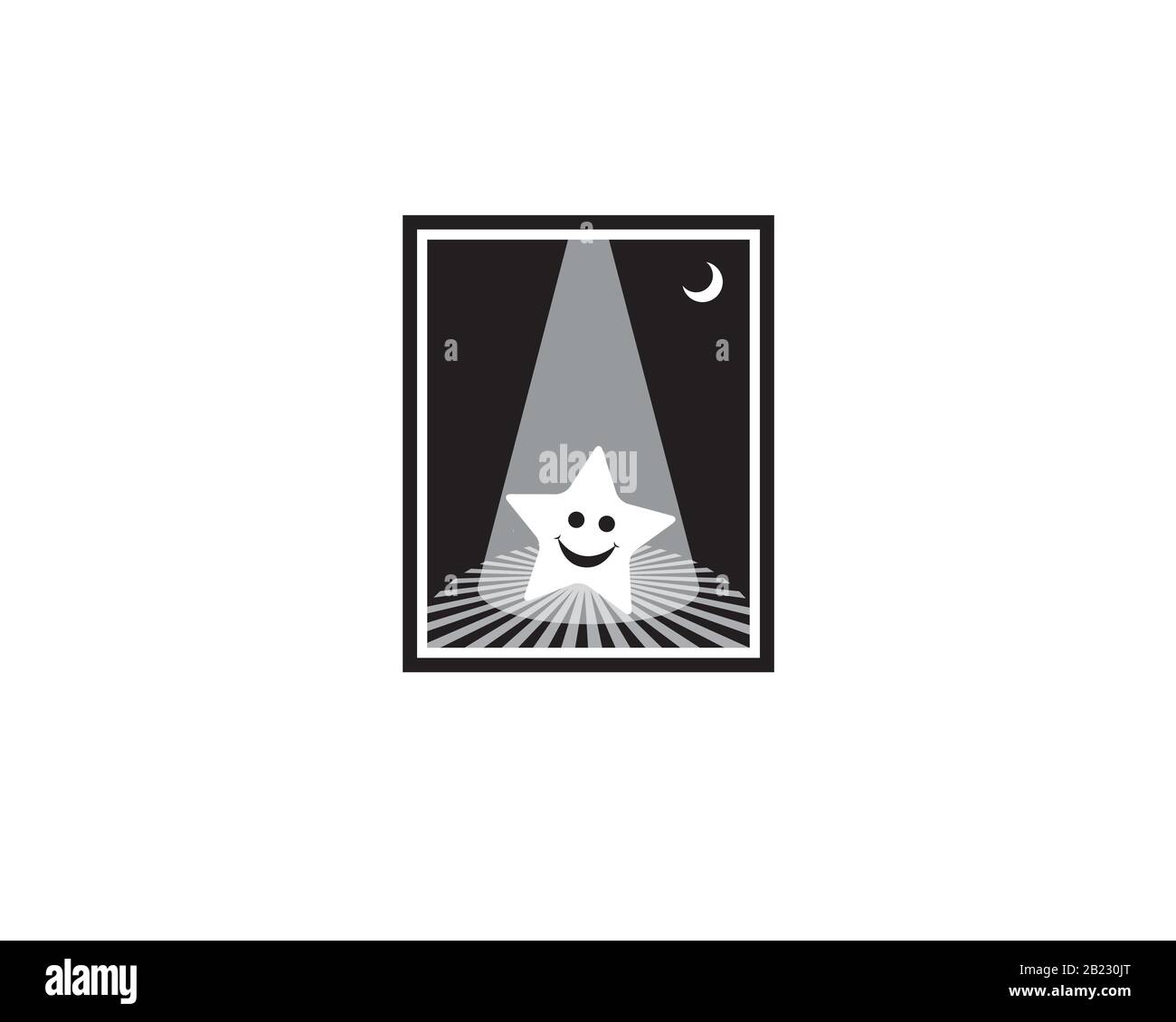 stella come sorridente figura umana in piedi sul palcoscenico con la luce di stop lo colpì Illustrazione Vettoriale