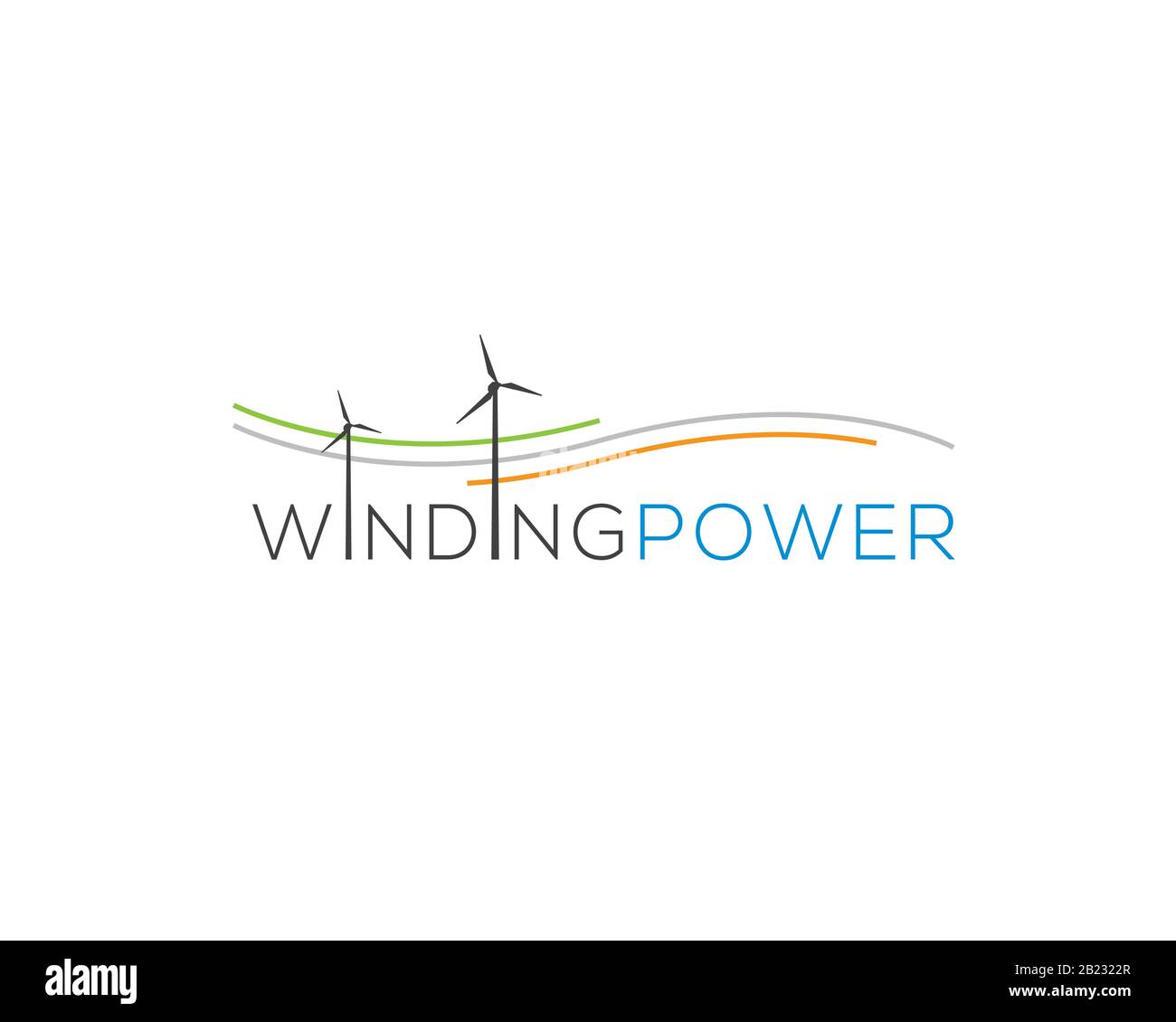 turbina di mulino di vento che genera potere da linee di flusso forti Illustrazione Vettoriale