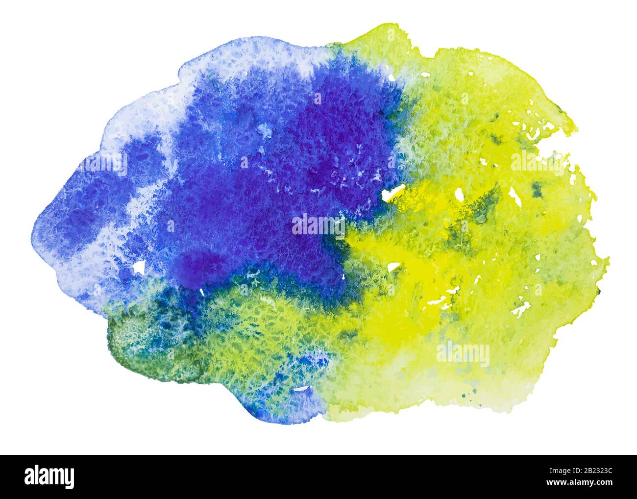 Macchie di schizzi vettoriali per acquerello blu e giallo Illustrazione Vettoriale